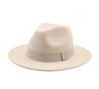 Sombrero Fedora Mujer Sombreros De Invierno para Damas Cinta Sombrero De Hombre ala Ancha Clásico Beige Boda Iglesia Bowler Hat