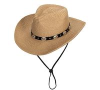 Sombrero Fedora Panamá moldeable para mujer, sombrero de vaquero de paja para playa, sombrero de sol ancho, Caqui-1, M