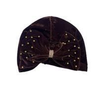 Sombrero Femenino, Turbante con Lazo y Trenza de Terciopelo for Mujer, hiyab, Gorro for quimioterapia contra el cáncer, Multicolor(Coffee)