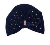 Sombrero Femenino, Turbante con Lazo y Trenza de Terciopelo for Mujer, hiyab, Gorro for quimioterapia contra el cáncer, Multicolor(Navy Blue)