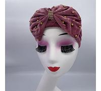 Sombrero Femenino, Turbante con Lazo y Trenza de Terciopelo for Mujer, hiyab, Gorro for quimioterapia contra el cáncer, Multicolor(Skin Pink)