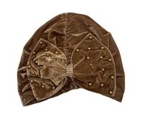 Sombrero Femenino, Turbante con Lazo y Trenza de Terciopelo for Mujer, hiyab, Gorro for quimioterapia contra el cáncer, Multicolor(Brown)
