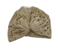 Sombrero Femenino, Turbante con Lazo y Trenza de Terciopelo for Mujer, hiyab, Gorro for quimioterapia contra el cáncer, Multicolor(Beige)