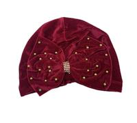 Sombrero Femenino, Turbante con Lazo y Trenza de Terciopelo for Mujer, hiyab, Gorro for quimioterapia contra el cáncer, Multicolor(Wine Red)