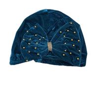 Sombrero Femenino, Turbante con Lazo y Trenza de Terciopelo for Mujer, hiyab, Gorro for quimioterapia contra el cáncer, Multicolor(Cyan)