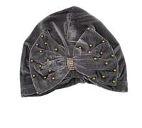 Sombrero Femenino, Turbante con Lazo y Trenza de Terciopelo for Mujer, hiyab, Gorro for quimioterapia contra el cáncer, Multicolor(Gray9)