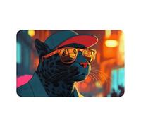 Sombrero, gafas, pantera negra, símbolos sobrenaturales, impresión negra, 1 unidad, toalla de playa de terciopelo de piel de melocotón de secado rápido, gran tamaño, 139 x 79 cm, para adultos, toalla