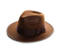Sombrero Gangster/SAFARI EXPLORER 1920 para niños, alianza perfecta para fiestas de disfraces para niños, libro semanal, recetas, disfraces, circunferencia, 55 cm (marrón con banda marrón)