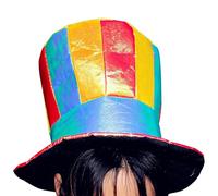 Sombrero genérico - 25 cm de alta forma rayas multicolor | Disfraz Halloween Navidad mago desfile | Plush Top Decorativo 100 g | Tela dorada