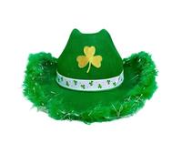 Sombrero genérico - Adjustable Green Western Cap, Shamrock Pattern Design, Size Fit | Cowboy Costume Accessory for Festival Country Party Parade Event in Holiday Celebration Theme