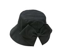 Sombrero genérico de ala ancha para mujer | Transpirable y portátil con un lazo | Bob de para mujer con pajarita | para playa, viajes, vacaciones, camping y senderismo, Negro