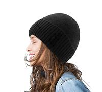 Sombrero genérico verde de lana para mujer, sombrero de lana suelta para mujer, sombrero de invierno cálido de punto de gran tamaño, adecuado para clima frío, tamaño boina de leopardo, Le Noir, Talla