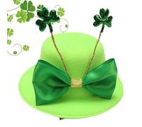 Sombrero genérico verde | Sombrero de satén verde irlandés verde | Sombrero de satén verde de San Patricio Día Irlanda | Traje de liberación de sombrero para fiestas favorable y accesorio de topper de