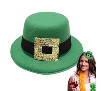 Sombrero genérico verde | Sombrero de satén verde irlandés verde | Sombrero de satén verde de San Patricio Día Irlanda | Traje de liberación de sombrero para fiestas favorable y accesorio de topper de