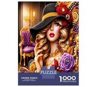 Sombrero glamuroso de Lady Rose 1000 Piezas Set De Puzzle Estilo glamuroso Vintage Puzzle Cartón Extra Grueso - Antiestrés Y Viajes, Entrena El Cerebro para 12+ Años 70x50cm/1000pcs