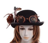 Sombrero gótico de rosa para mujer con elegantes engranajes de rosa, gafas, accesorios de disfraz para cosers