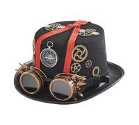 Sombrero gótico steampunk, accesorio de disfraz retro, pieza de de la era industrial victoriana, accesorio de personaje de viajero del tiempo decorado para adultos y hombres