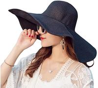 Sombrero grande de ala ancha para mujeres y niñas, sombrero de verano para el sol junto al mar, sombrero de paja para playa