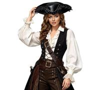 Sombrero Halloween Tricornio Adultos Pieza Tres Esquinas La Colonia Headpiece Sombrero De Disfraz De Pirata Accesorio para El Pirata