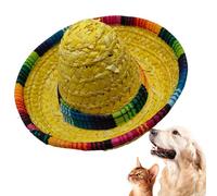 Sombrero Hats, Tiny Party Hats, 6.3x6.3x7.09 Inches, Woven Mini Hat, Wide-Brim Fiesta Decoration, Cute Costume Accessory Set For Birthday, Kids, Children, Dog, Outdoor, Celebration, Home, Living Room