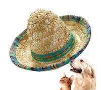 Sombrero Hats, Tiny Party Hats, 6.3x6.3x7.09 Inches, Woven Mini Hat, Wide-Brim Fiesta Decoration, Cute Costume Accessory Set For Birthday, Kids, Children, Dog, Outdoor, Celebration, Home, Living Room
