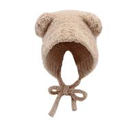 sombrero, hembra, lindo, orejas de oso, cálido, punto, oreja, dulce, espectáculo, todo, invierno, gorro de lana, caqui, talla única