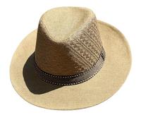Sombrero Hombre De Paja Protección Solar Panama Pamela Playa Verano Esparto Gorra para Sol Visera Enrollable con Tira Ajustable Zebreada (FR/ES, Letras, Talla única, Estandar, Marrón)