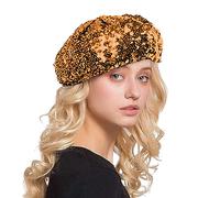 Sombrero Lentejuelas para Mujer Gorro de Lentejuelas Tocado con Lentejuela Gorro de Baile para Niñas Disco Festival Club Divertido Disfraz Elástico Talla única para Ropa de Disco (Coffee, One Size)