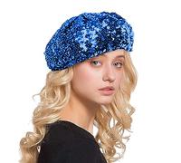 Sombrero Lentejuelas para Mujer Gorro de Lentejuelas Tocado con Lentejuela Gorro de Baile para Niñas Disco Festival Club Divertido Disfraz Elástico Talla única para Ropa de Disco (Blue, One Size)