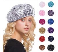 Sombrero Lentejuelas para Mujer Gorro de Lentejuelas Tocado con Lentejuela Gorro de Baile para Niñas Disco Festival Club Divertido Disfraz Elástico Talla única para Ropa de Disco (1 Silver, One Size)