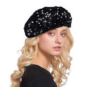 Sombrero Lentejuelas para Mujer Gorro de Lentejuelas Tocado con Lentejuela Gorro de Baile para Niñas Disco Festival Club Divertido Disfraz Elástico Talla única para Ropa de Disco (Black, One Size)