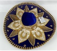 Sombrero Mariachi en azul real y dorado, combinación de colores de México en talla L