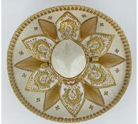 Sombrero Mariachi Sombrero en blanco y dorado, combinación de colores de México en talla M