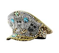 Sombrero marino con remache para eventos casuales y formales, festivales de música, gorras de disfraz de mujer con diamantes de imitación, sombrero de cosplay de capitán