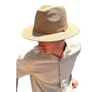 Sombrero Marrón Hombre De Paja Protección Solar Panama Pamela Playa Verano Esparto Gorra para Sol Visera Enrollable con Tira Ajustable Marron Trenzado