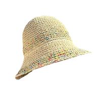Sombrero Marrón Mujer De Paja Protección Solar Panama Pamela Playa Verano Esparto Gorra para Sol Visera Enrollable con Colores