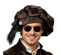 Sombrero medieval, boina de disfraz de Tudor con plumas de 62 cm, tocado medieval isabelino para cosplay, bailes de máscaras, bailes, Halloween, , teatro, renacimiento, festival