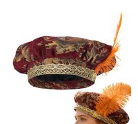 Sombrero medieval para hombre | Capucha medieval y accesorios renacentistas - Sombrero de boina Tudor para hombre para cosplay y medieval - para teatro, boda, baile de máscaras, festival, evento