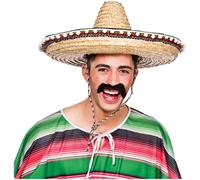 Sombrero Mexicano Deluxe Para Adultos Con Banda De Bandido Disfraz De Paja Nuevo