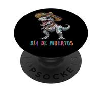 Sombrero Mexicano T-Rex Sugar Skull Día de Muertos Calavera PopSockets PopGrip Adhesivo
