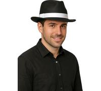 FIESTAS GUIRCA, S.L. Sombrero de gángster Negro con Cinta Blanca