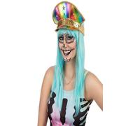 Adulto Festival Militar Arcoiris Oro Lentejuelas Rave Sombrero Accesorio Disfraz