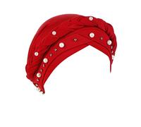 Sombrero monocromático suave de una sola trenza para mujer, sombrero musulmán Baotou, sombrero loco de lona, rosso, Talla única