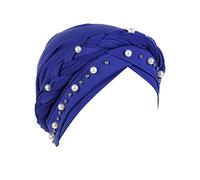 Sombrero monocromático suave de una sola trenza para mujer, sombrero musulmán Baotou, sombrero loco de lona, azul oscuro, Talla única
