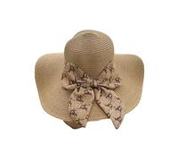 Sombrero Mujer De Paja Protección Solar Panama Pamela Playa Verano Esparto Gorra para Sol Visera Enrollable con Lazo Marrón P