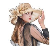 Sombrero Mujer Verano 2023 Pamelas de Boda Invitada Sol Organza Church Fascinator Nupcial Fiesta, Jardín, Viajes - Cómodo para Mujeres