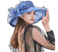 Sombrero Mujer Verano 2023 Pamelas de Boda Invitada Sol Organza Church Fascinator Nupcial Fiesta, Jardín, Viajes Cómodo