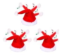 Sombrero navideño eléctrico similar, gorro de Papá Noel que canta y baila, gorros navideños eléctricos de Papá Noel que cantan y bailan, para artículos para fiestas de Navidad y Año Nuevo. (3pcs)