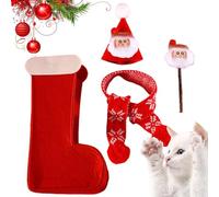 Sombrero navideño para gatos, bufanda navideña para gatos, disfraz navideño de gato, disfraz navideño para gatos navideños para gatos, juego navideño para gatos de interior, decoración navideña para