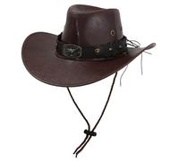 Sombrero occidental de poliuretano para adultos, unisex, ala ancha, remache para cosplay y fiestas temáticas, accesorios de Halloween, accesorios de piel sintética